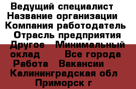 Ведущий специалист › Название организации ­ Компания-работодатель › Отрасль предприятия ­ Другое › Минимальный оклад ­ 1 - Все города Работа » Вакансии   . Калининградская обл.,Приморск г.